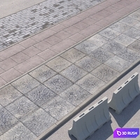3 versions of the sidewalk with the road. 3D Model Vray
