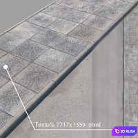 3 versions of the sidewalk with the road. 3D Model Vray