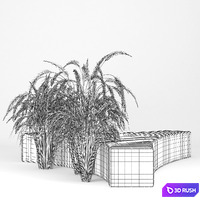 Folia bench Graceful Fountain Grass 3D Model Vray
