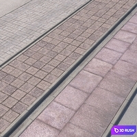 3 variants of pavement with road set_3 3D Model Vray