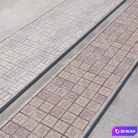 3 variants of pavement with road set_3 3D Model Vray