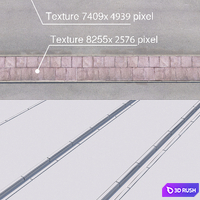 3 variants of pavement with road set_3 3D Model Vray