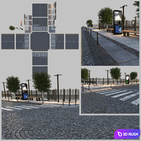 Paving and Sidewalk # 3 3D Model Vray
