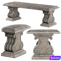 Stone Garden Bench 3D Model Vray, Corona