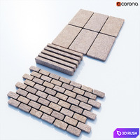 Granite paving stones 3D Model Corona