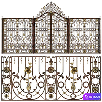 Forged gates and fences 3D Model Vray