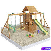 Saratoga Wooden Swing Set 3D Model Corona