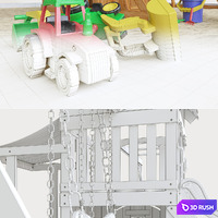 Saratoga Wooden Swing Set 3D Model Corona