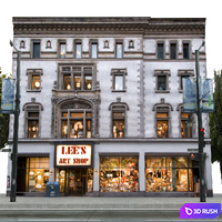 Facade for the background Vol: 6 Shop and street 3D Model Vray