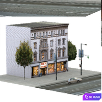 Facade for the background Vol: 6 Shop and street 3D Model Vray