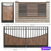 Fence with gates and wicket 2 3D Model Vray, Corona