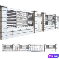 Fence with gates and wicket 2 3D Model Vray, Corona