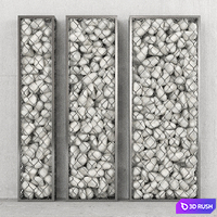 White Pebble Gabions 3D Model Vray
