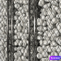 White Pebble Gabions 3D Model Vray