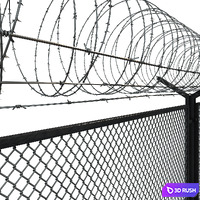 Barbed wire fence 3D Model Vray