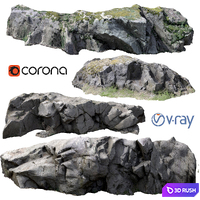 Rocks and cliff 3D Model Vray, Corona