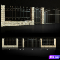 Fence with gate and wicket 4 3D Model Vray, Corona