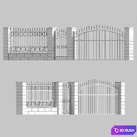 Fence with gate and wicket 4 3D Model Vray, Corona