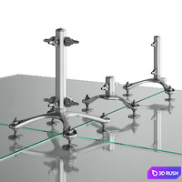 SADEV spider system for glass panels 3D Model Vray, Corona