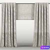Brown curtains in two color shades with a Roman curtain. 3D Model Vray, Corona
