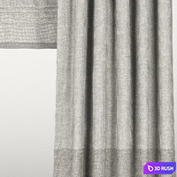 Brown curtains in two color shades with a Roman curtain. 3D Model Vray, Corona