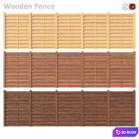 Wooden Fence III 3D Model Vray, Corona
