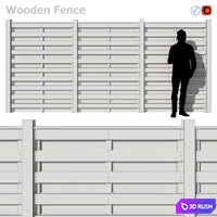 Wooden Fence III 3D Model Vray, Corona