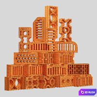 Construction bricks 3D Model Vray