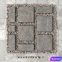 Paving and pebble / Pebble paving 3D Model Vray