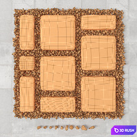 Paving and pebble / Pebble paving 3D Model Vray