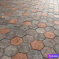Paving hexagon / Hexagonal Cobbles 3D Model Vray