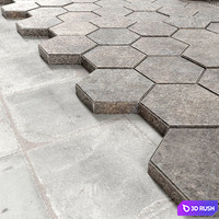 Paving hexagon / Hexagonal Cobbles 3D Model Vray