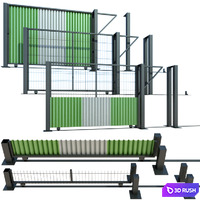Sliding gate, gate for building, plot 3D Model Vray, Corona