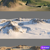 Valley with a lake (5 textures) 3D Model Vray