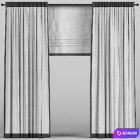 Curtains with roman. 3D Model Vray, Corona