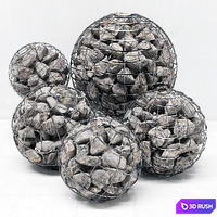 Gabion sphere rock stone 3D Model Vray