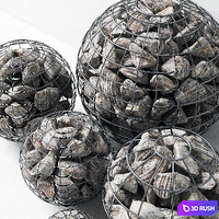 Gabion sphere rock stone 3D Model Vray