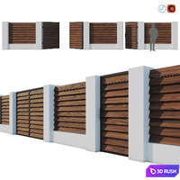 Fence Termowood Jalousie 3D Model Vray, Corona