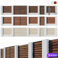 Fence Termowood Jalousie 3D Model Vray, Corona