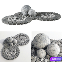 Flowerbed with stone decor / flowerbed with stone decor 3D Model Vray