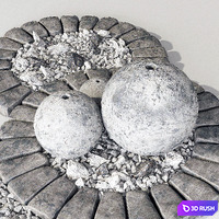 Flowerbed with stone decor / flowerbed with stone decor 3D Model Vray
