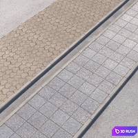 2 sidewalk options with road set_10 3D Model Vray