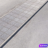 2 sidewalk options with road set_10 3D Model Vray