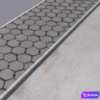 2 sidewalk options with road set_11 3D Model Vray