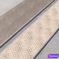 2 sidewalk options with road set_12 3D Model Vray