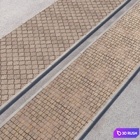 2 sidewalk options with road set_13 3D Model Vray