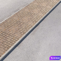 2 sidewalk options with road set_13 3D Model Vray
