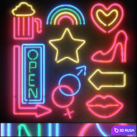 Light modules. Set 12. Neon 3D Model Vray, Corona