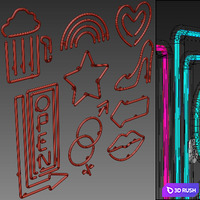 Light modules. Set 12. Neon 3D Model Vray, Corona