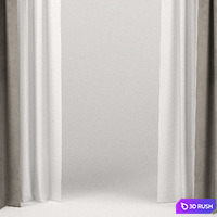 Velvet brown curtains with Roman and tulle. 3D Model Vray, Corona